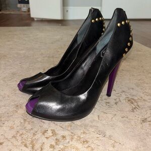 Donald J. Pliner Black and Purple Studded Heels